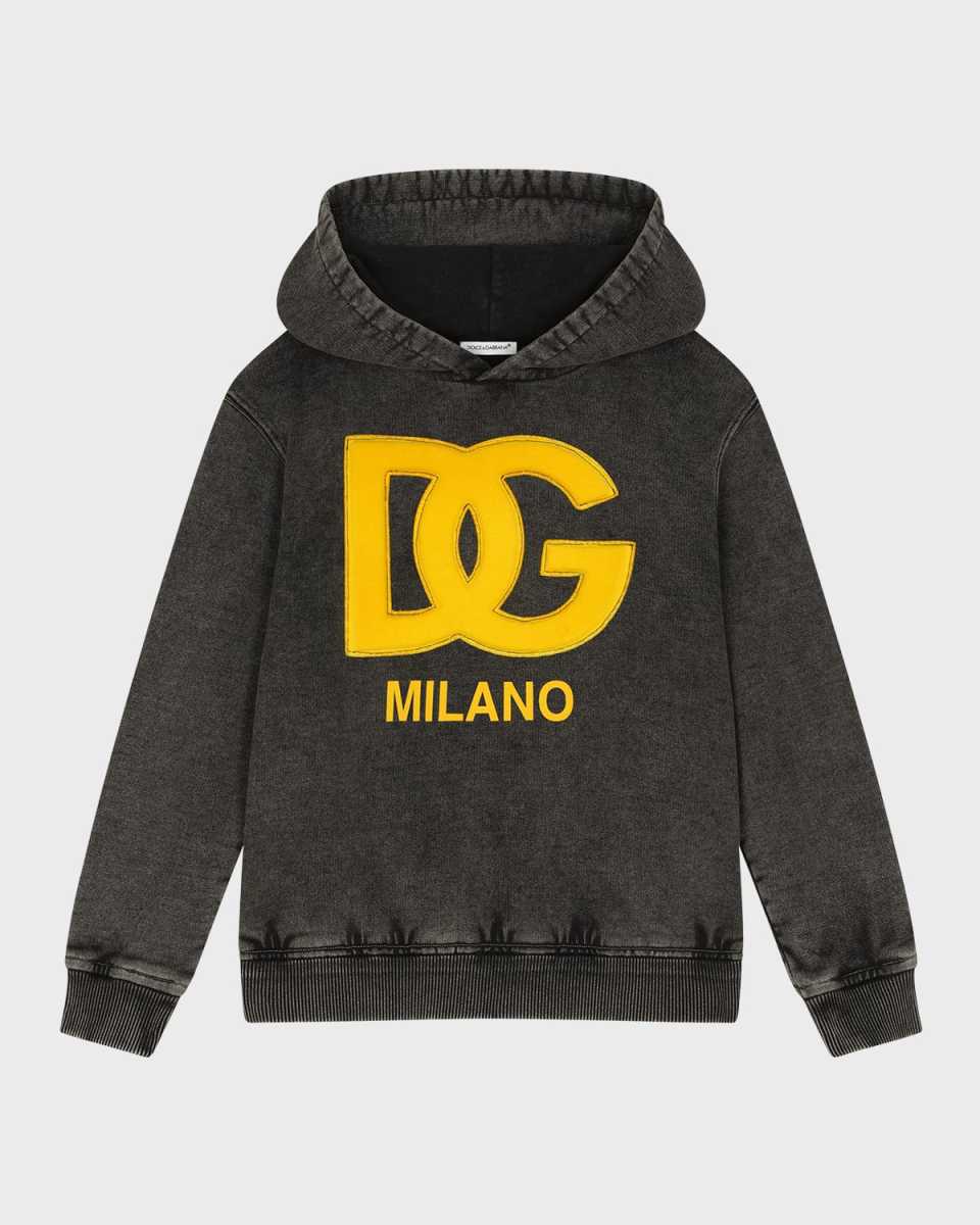 Boy's Faded Marble Embroidered Logo-Print Hoodie, Size 8-14
