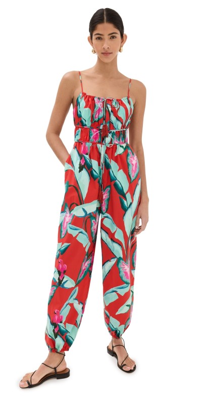 FARM Rio Red Summer Foliage Jumpsuit Summer Foliage Red