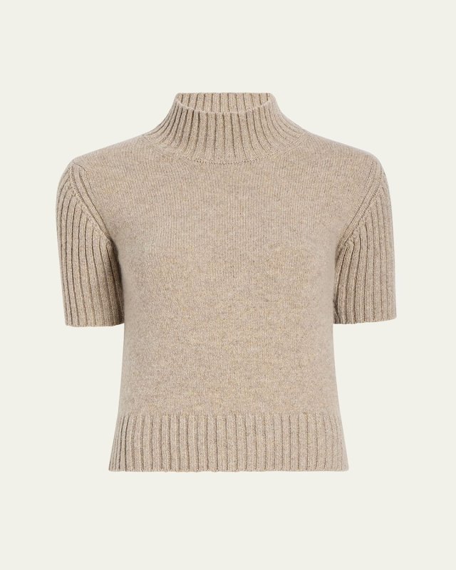 Talvi Turtleneck Short-Sleeve Cashmere Sweat