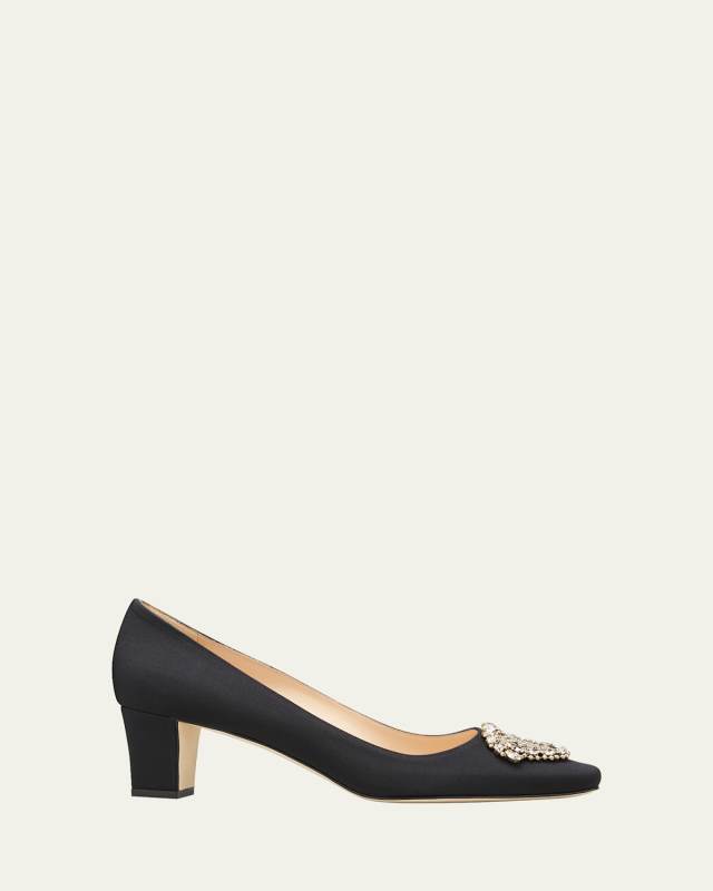 Okkato Low-Heel Crepe Pumps, Black