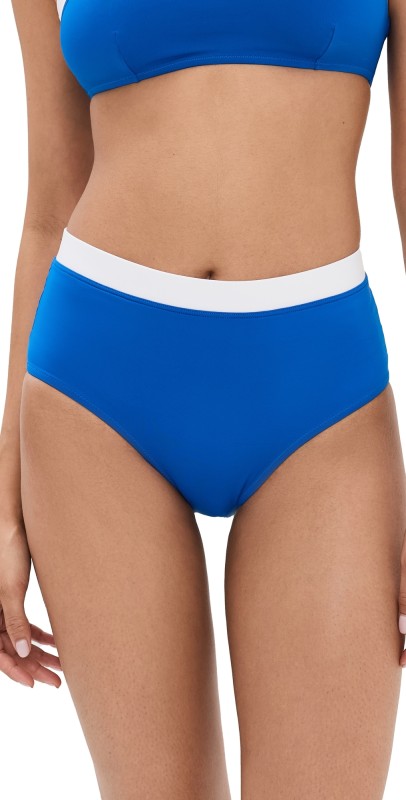 STAUD Devon High Rise Bikini Bottoms Sapphire/White