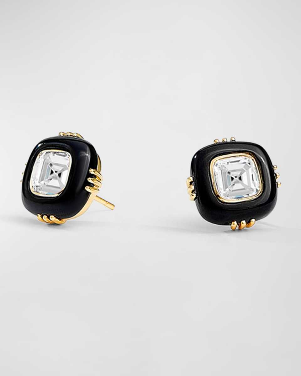 Mogul Black Onyx and Rock Crystal Stud Earrings