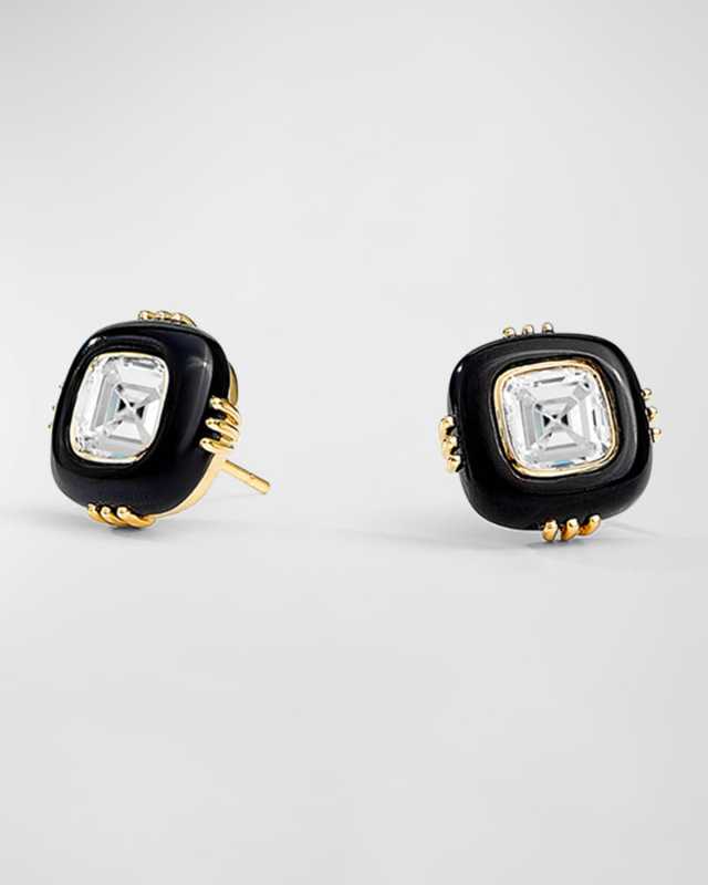 Mogul Black Onyx and Rock Crystal Stud Earrings