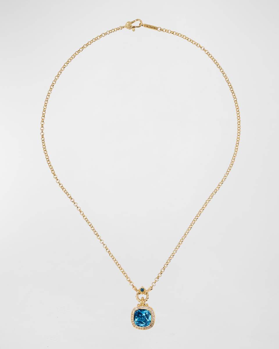 Brown Diamond, Citrine and White Topaz Necklace, 18"L