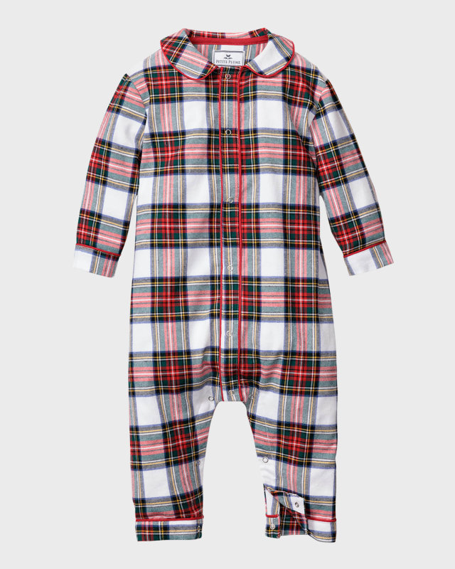 Kid's Cambridge Balmoral-Tartan Print Coverall, Size Newborn-24