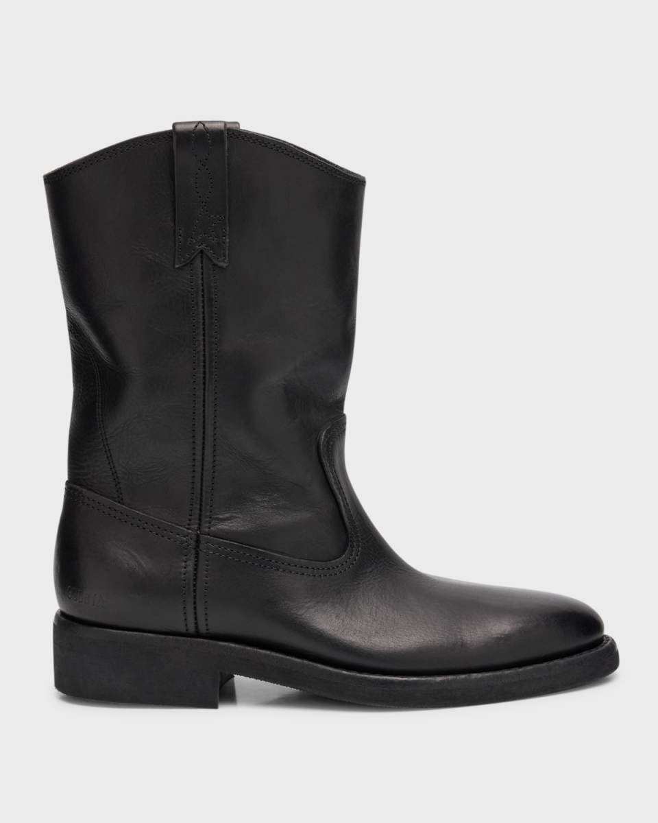 Biker Leather Ankle Boots