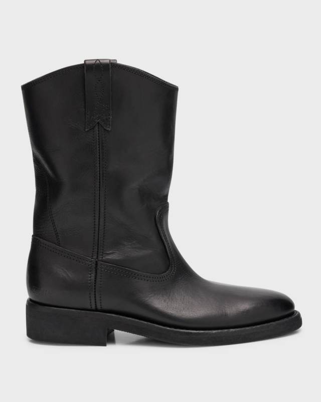 Biker Leather Ankle Boots