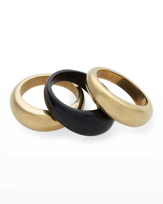 Mixed Material Fanned Rings, Set of 3, Size 5-9