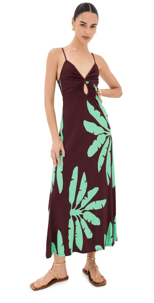 Johanna Ortiz Arizona Moonrise Ankle Dress Wilderness Wine/Green
