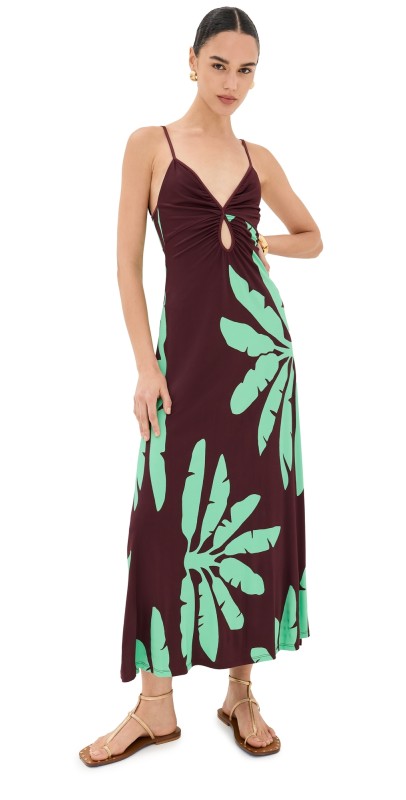 Johanna Ortiz Arizona Moonrise Ankle Dress Wilderness Wine/Green