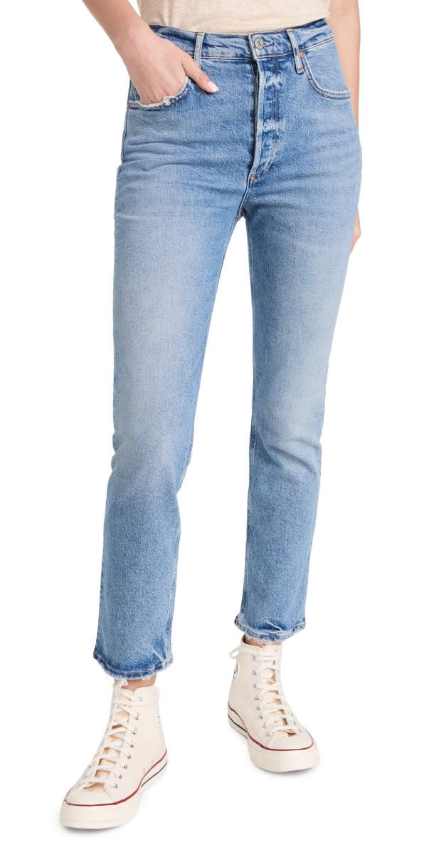 AGOLDE Riley Long High Rise Straight Jeans Cove