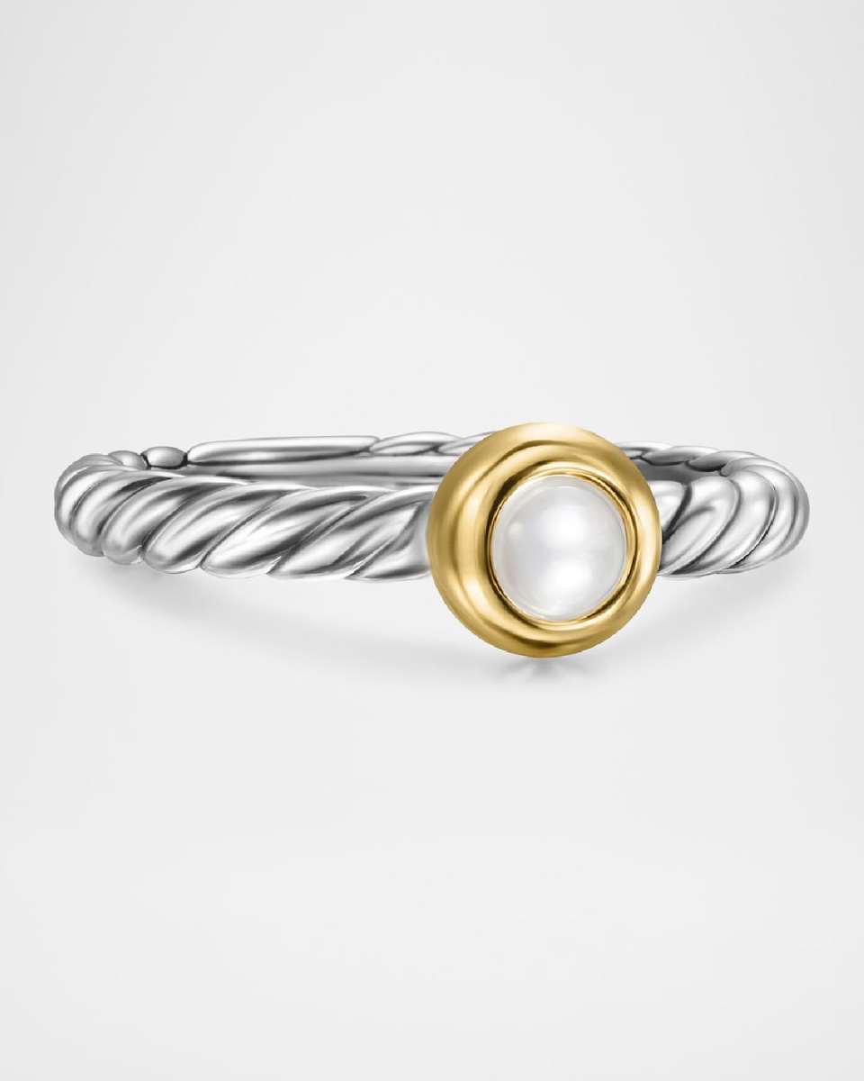 Cable Flex Ring with Gemstone in Silver and 14K Gold, 2.8mm