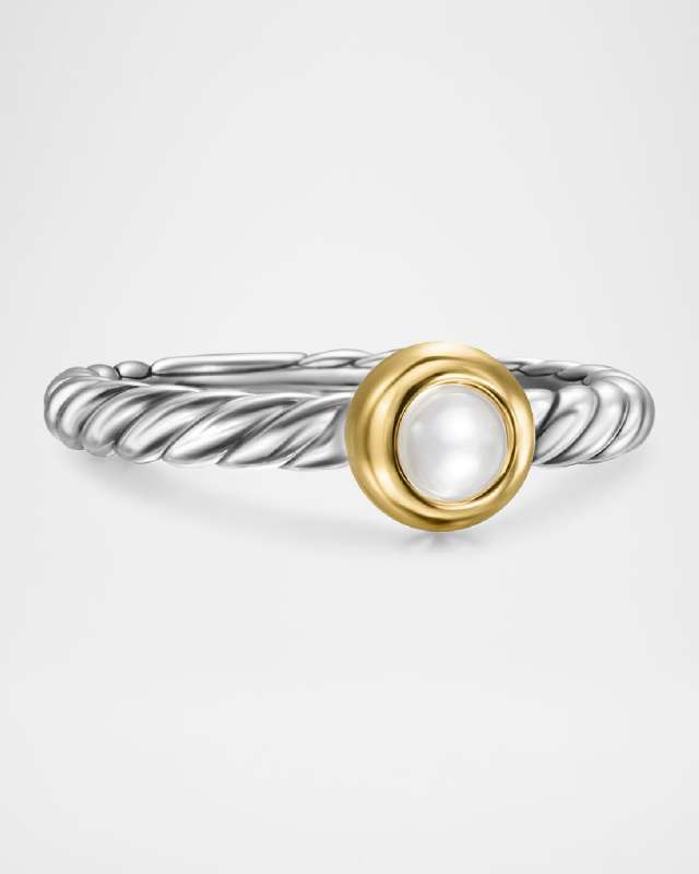 Cable Flex Ring with Gemstone in Silver and 14K Gold, 2.8mm