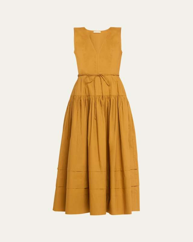 Kiran Belted V-Neck Midi Dress