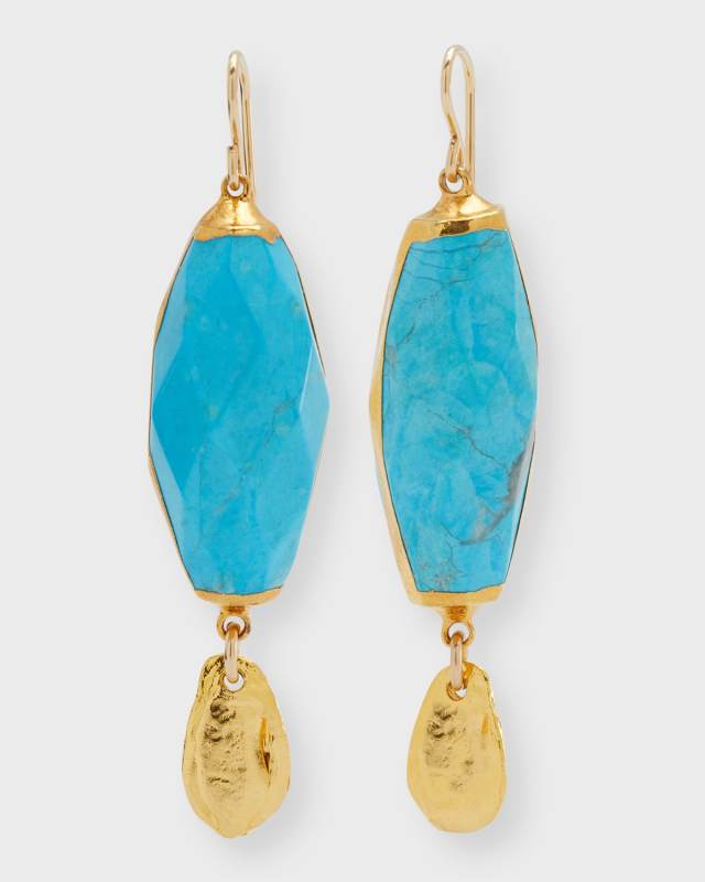 Turquoise in Gold Foil Drop Earrings