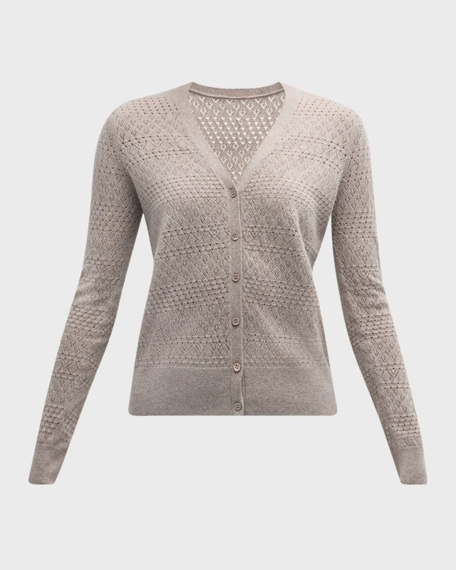 Cashmere Pointelle Stitch Cardigan