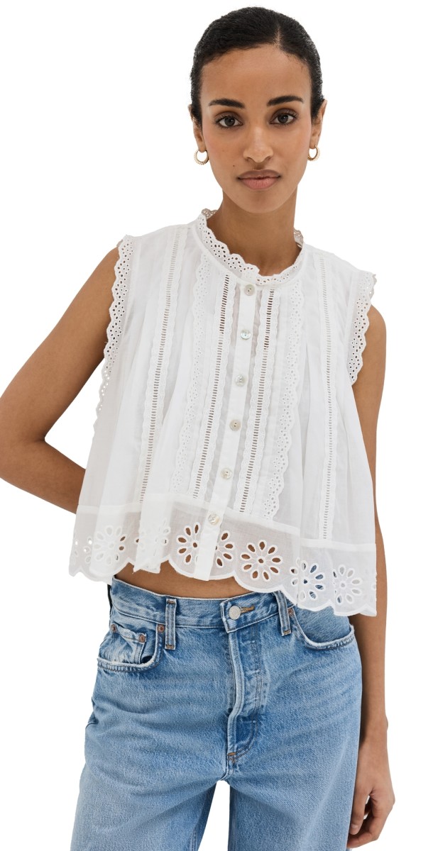 FARM Rio Off-White Sleeveless Blouse Off-White