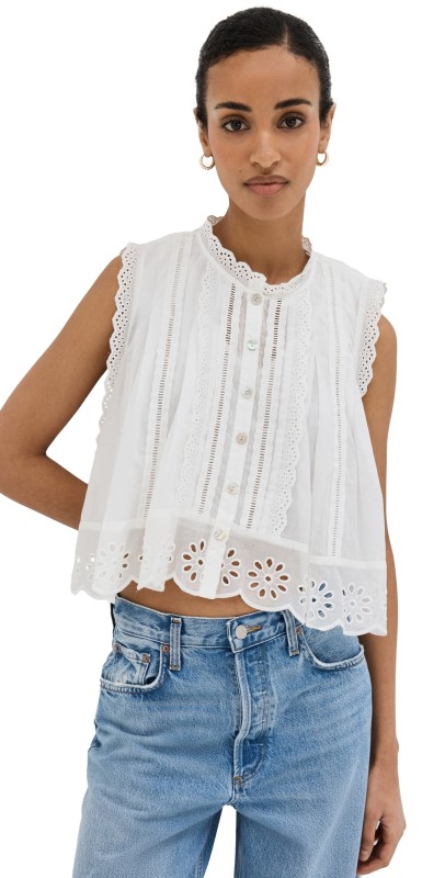 FARM Rio Off-White Sleeveless Blouse Off-White