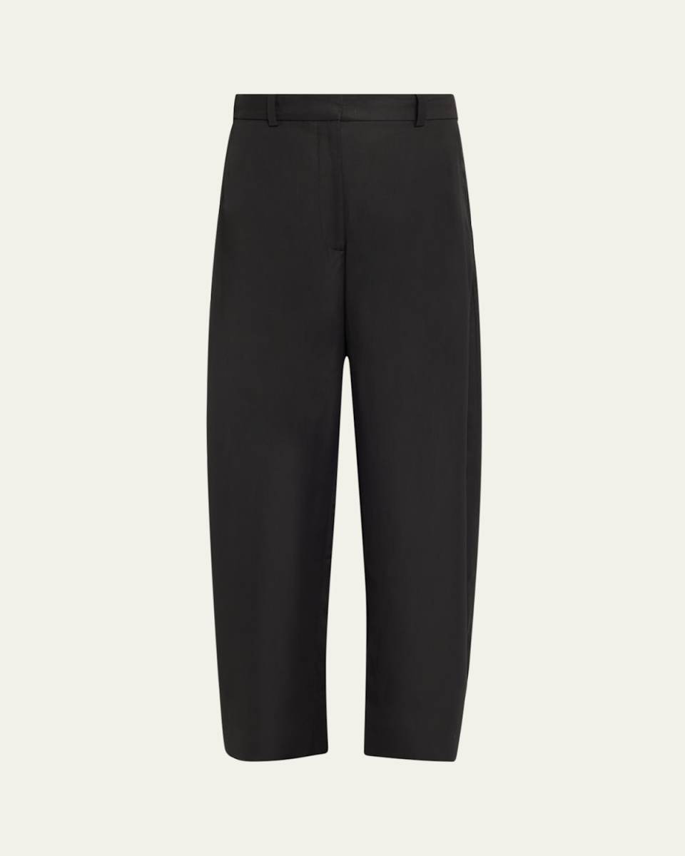 Wool-Blend Round-Leg Pants