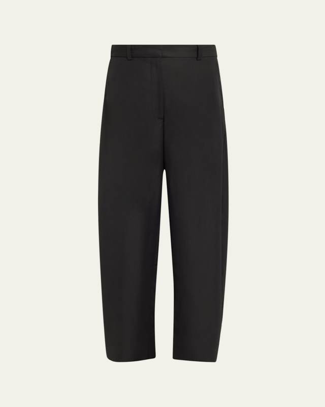 Wool-Blend Round-Leg Pants