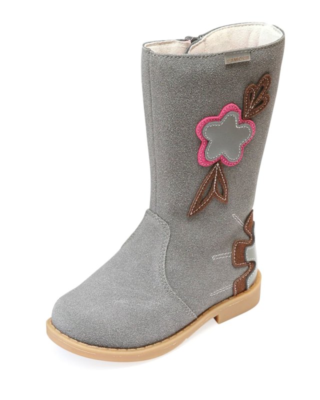Fiore Tall Fashion Boot w/ Stitch Flowers, Baby/Toddler/Kids