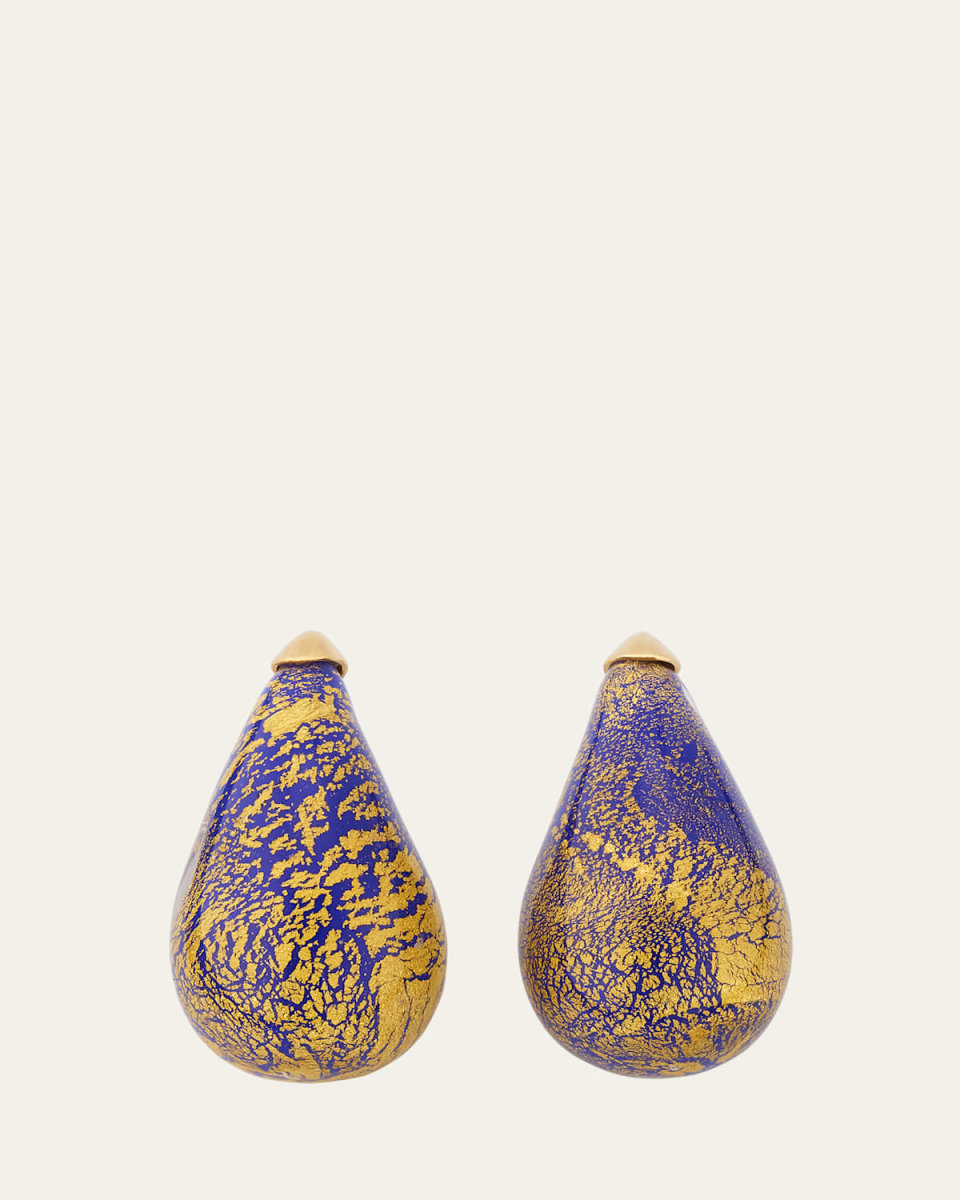 Glass Drop Earrings, Midnight Blue