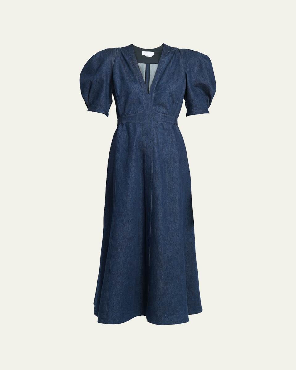 Luz Denim Maxi Dress with Tie Back