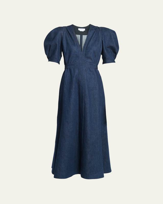 Luz Denim Maxi Dress with Tie Back