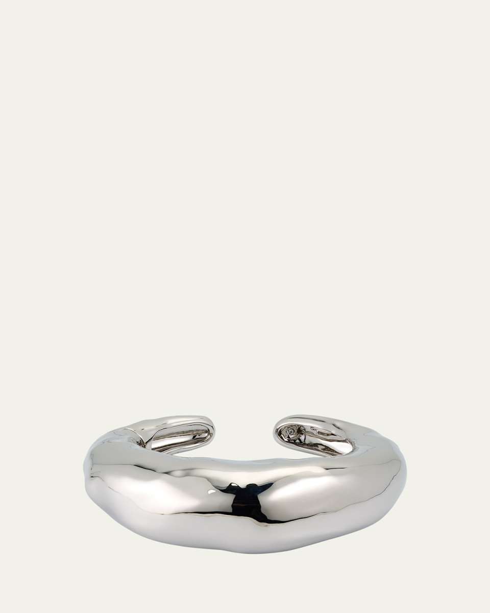 Large Molten Silver-Tone Hinged Cuff Bracelet