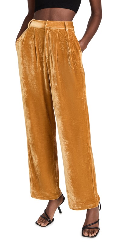 endless rose Velvet Wide Leg Pants Yellow