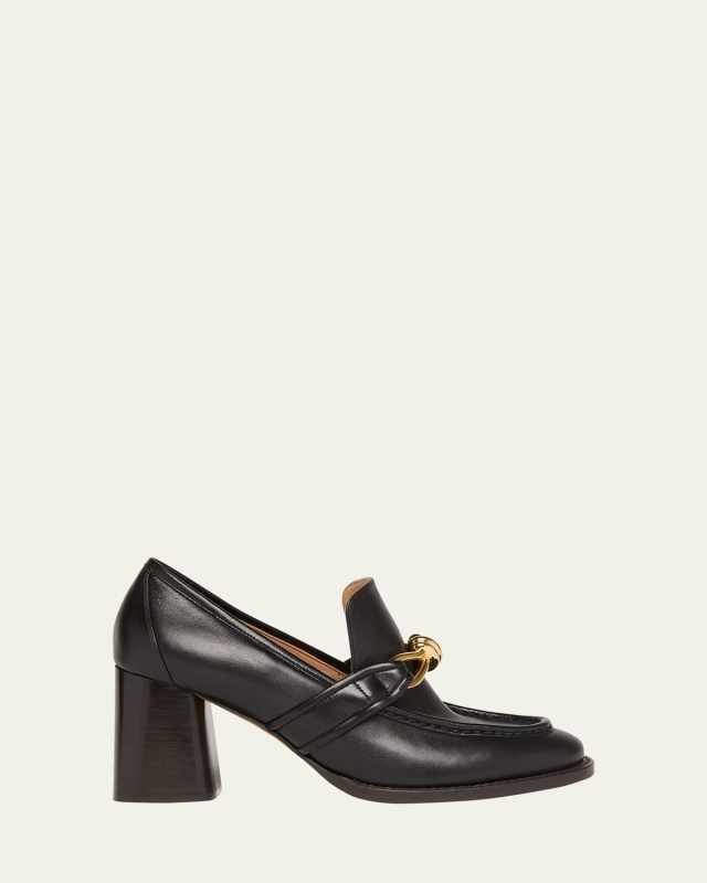 Astaire Metallic Knot Leather Heeled Loafers