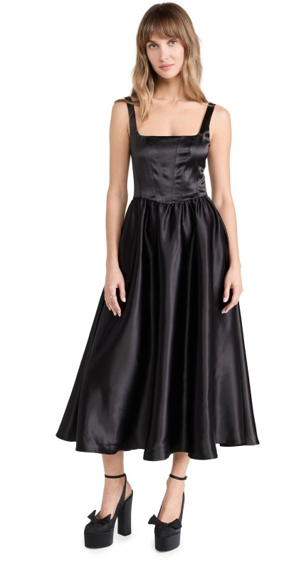 WAYF Tank Bustier Midi Dress Black