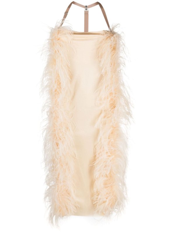 Ussita feather-trim midi dress