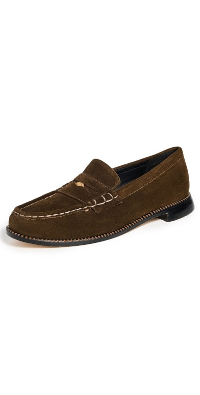 Freda Salvador Elba Loafers Bark Suede SR w/ Hardware