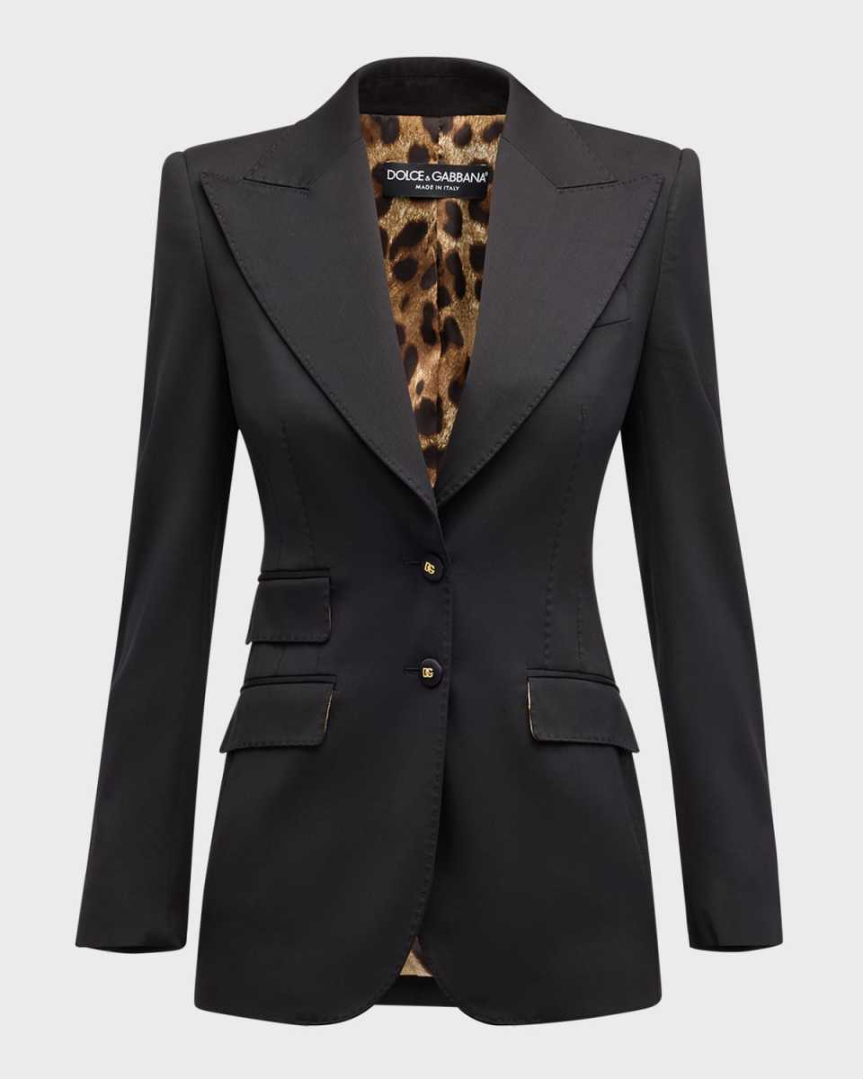 Wool Blazer Jacket w/ Button Detail