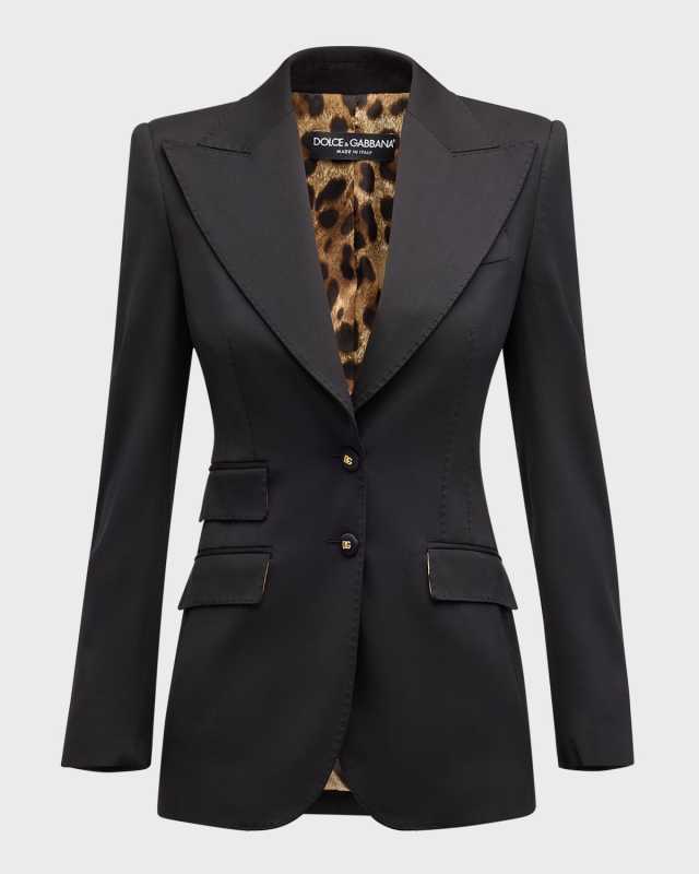 Wool Blazer Jacket w/ Button Detail