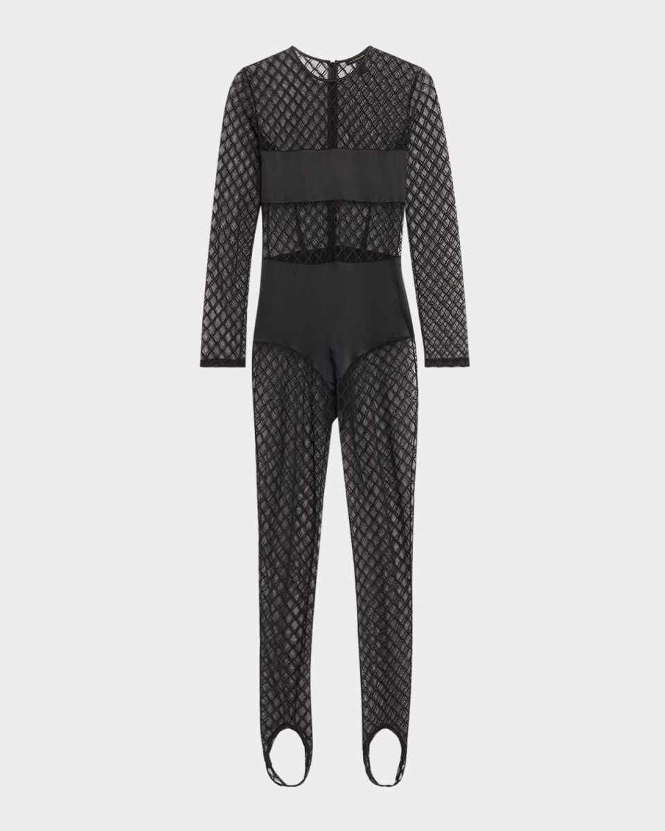 Miel Stretch Embroidered Stirrup Catsuit