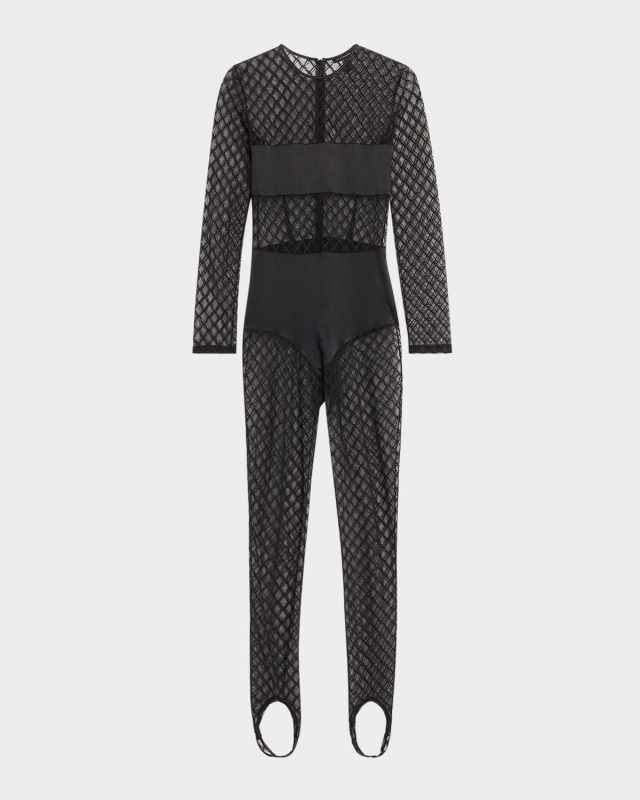Miel Stretch Embroidered Stirrup Catsuit