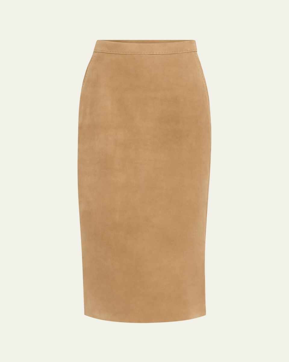 Calcio Suede Leather Midi Skirt