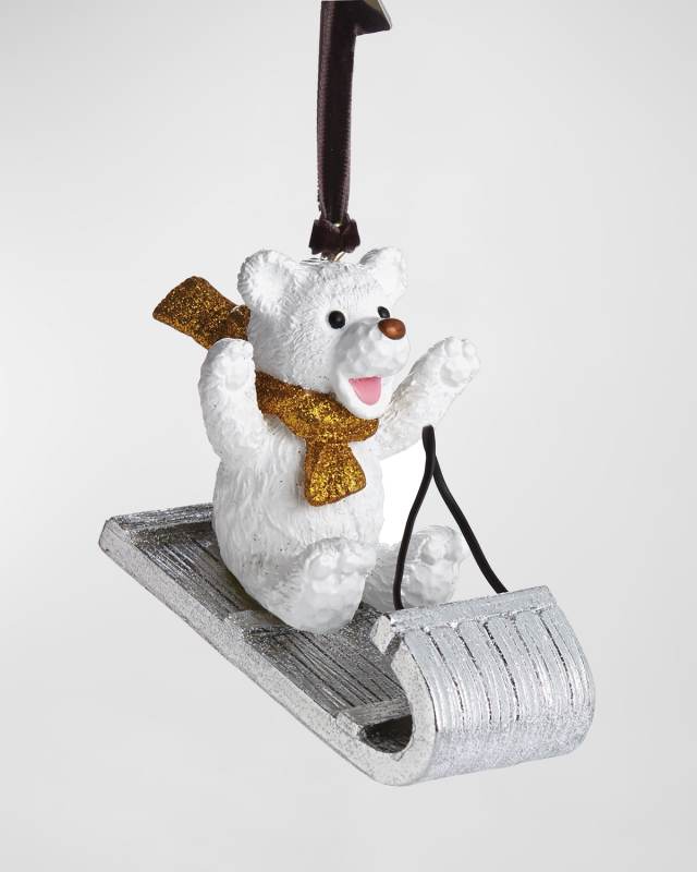 Sledding Teddy Bear Ornament