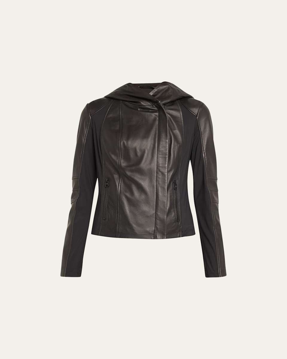 Too Shy Hooded Leather Jacket