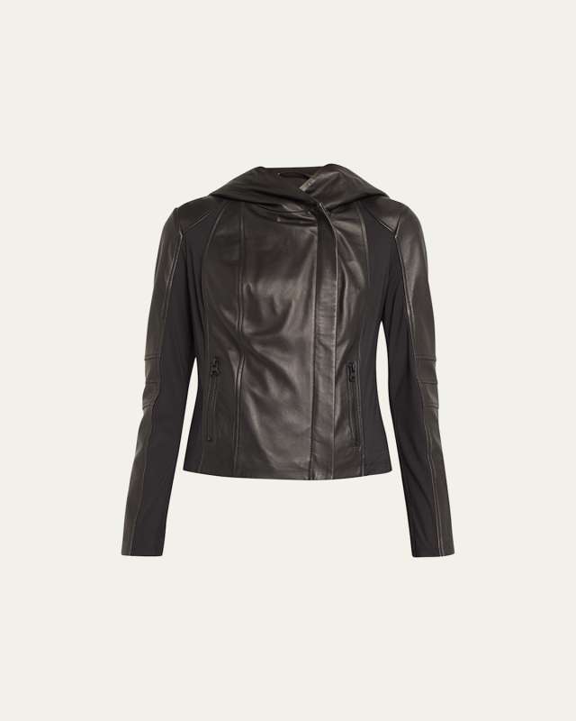 Too Shy Hooded Leather Jacket
