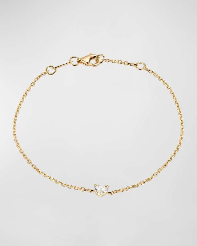 18K Yellow Gold Heart Diamond Bracelet