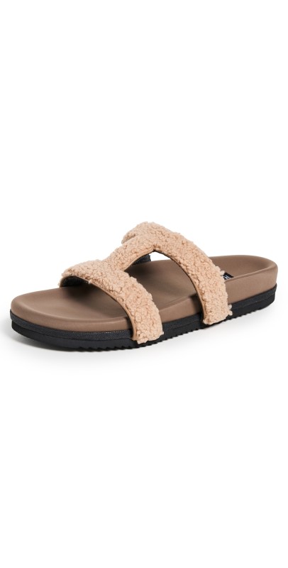 ROAM Fuzzy Cuffs Slides Beige