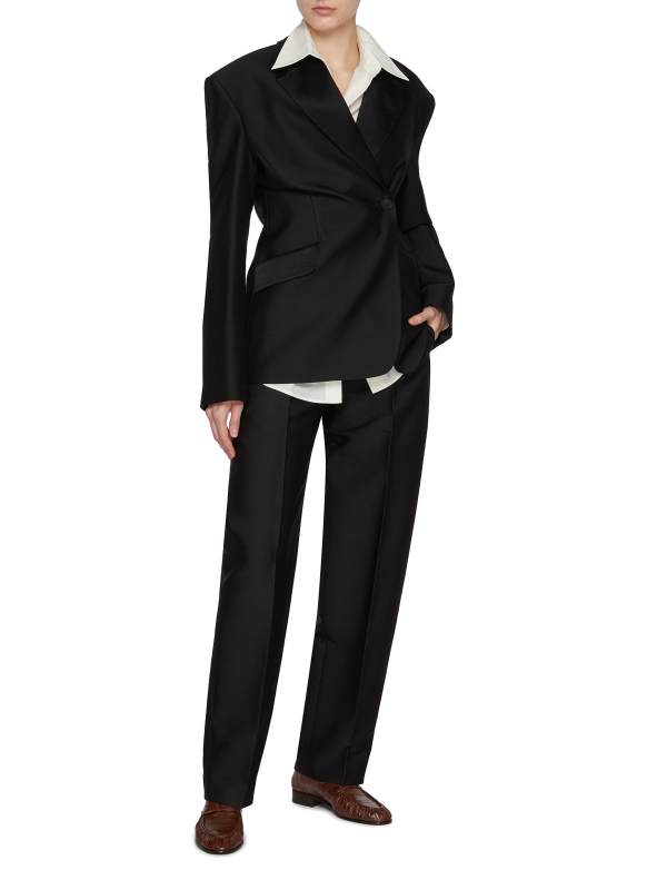 GIA STUDIOS Oversized Notch Lapel Wool Silk Blazer