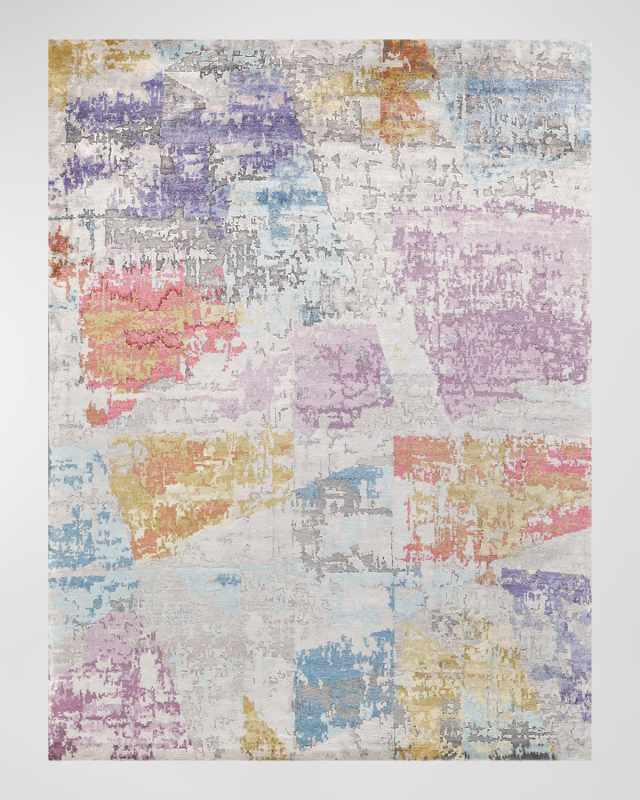 Floor Art Hand-Knotted Ivory & Lavender Rug, 8' x 10'