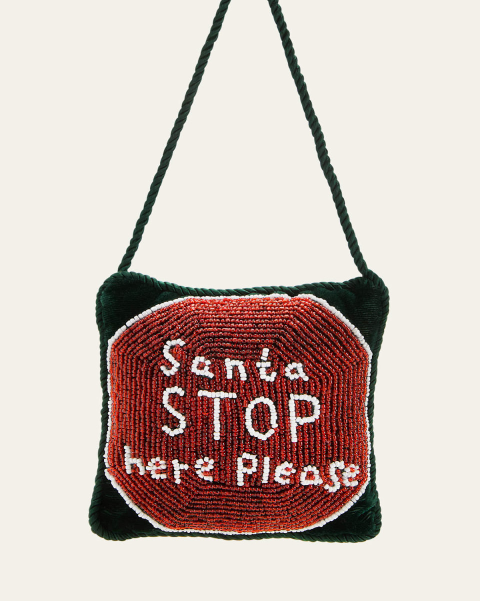 Santa Stop Here Please Beaded Doorknocker