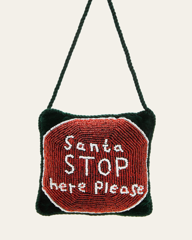 Santa Stop Here Please Beaded Doorknocker