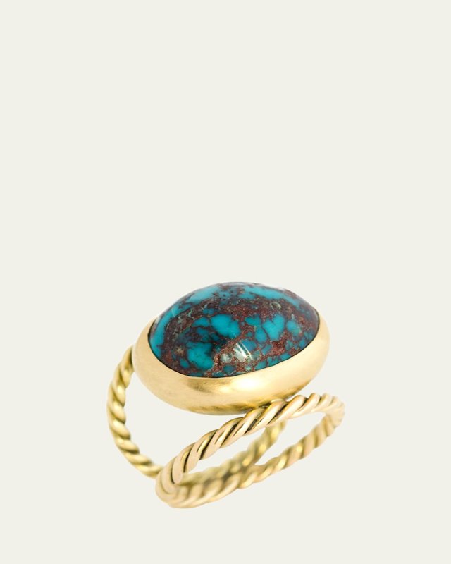 One Of A Kind Hand Twisted Turquoise Ring, Size