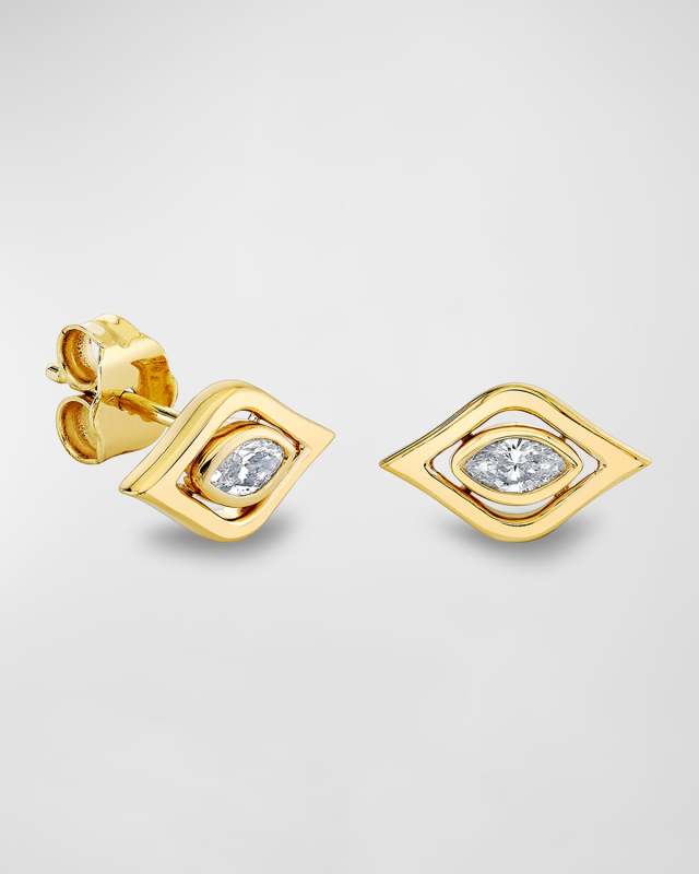 14k Marquise Evil Eye Stud Earring, Single